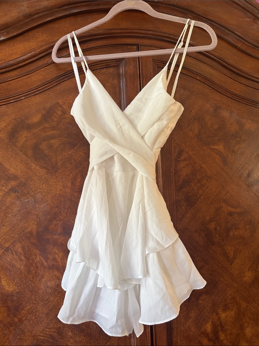 American Threads Cross Tie Single Strap Tiered Mini Dress size Large